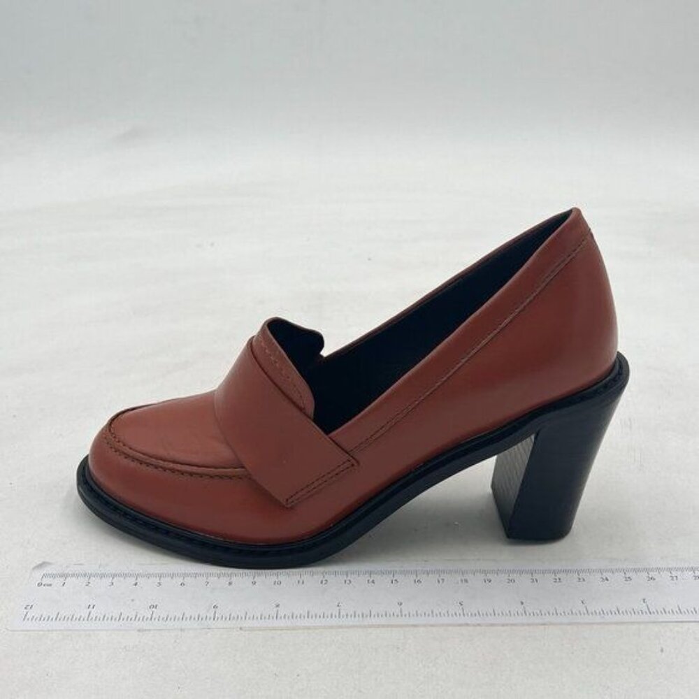 Ydn Women Chunky High Heels Round Toe Oxford Loafer Shoes Slip On Office Work